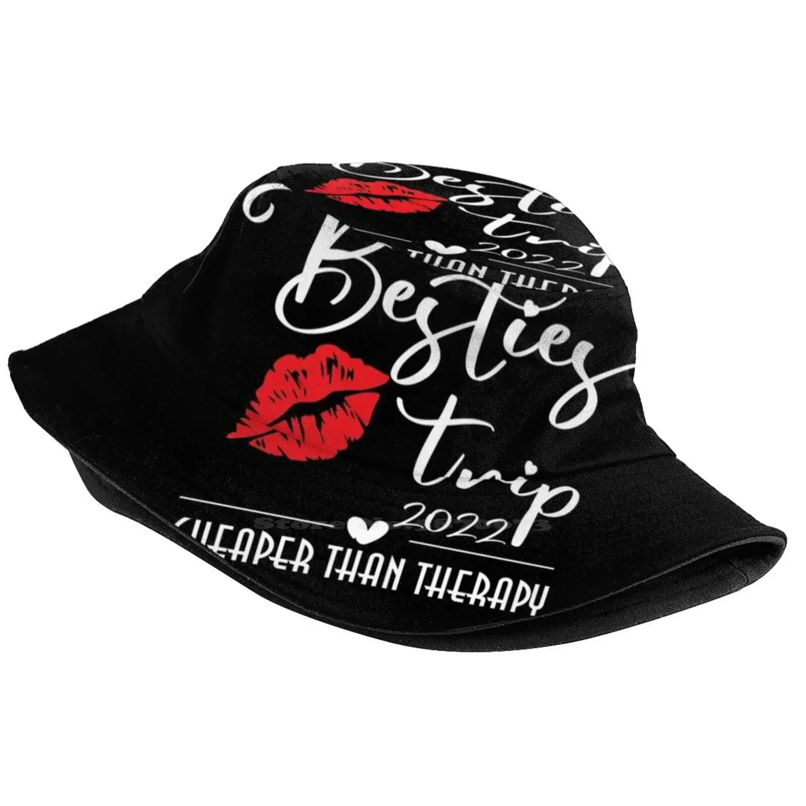 Besties Girls Trip 2022 Vacation Red Lips Fisherman's Hat Bucket Hats Caps Girls Trip 2022 Girls Vacation Girls Weekend Girls