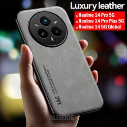 Fashion Leather Funda for Realme 14 Pro Plus 5G Case Ultra Thin Car Magnetic Protection Cover for OPPO Realme 14 Pro 5G Capa