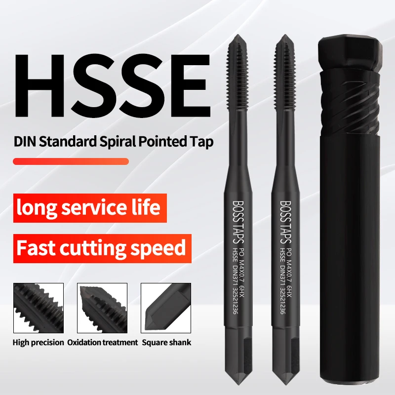 BOSS الصنابير HSSE-M35 DIN 371 376 القياسية دوامة وأشار الحنفية مخدد M2 M2.5 M3 M4 M5 M6 M8 M10 M12 6HX آلة المسمار الموضوع الصنابير #4