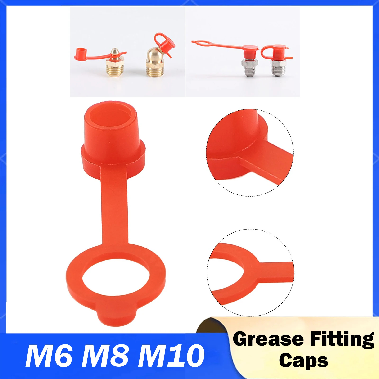 Grease Fitting Caps RED Polyethylene Dust Caps for M6 M8 M10 Metric Thread Grease Zerk Nipple Fitting