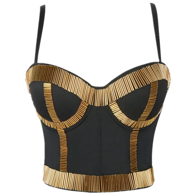 Jakość Pearl Tank Tops Rhinestone Women Crop Top Club Clothes Streetwear Y2K Corset Woman Shaper Camis Fashion Feamale Clothing