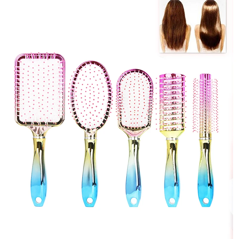 

1PC Changing Color Electroplated Hair Comb Mini Anti-static Hair Scalp Massage Comb Hairbrush Salon Hair Care Brush Styling Tool