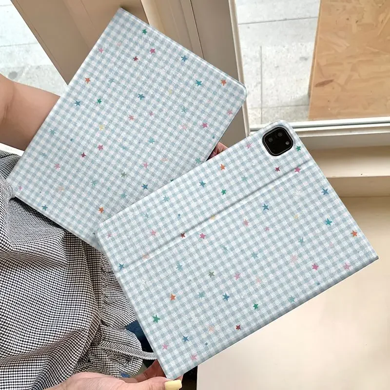 

Минималистичный корейский чехол INS Blue Grid Star для iPad Pro 13 11 M5 M4 M3 M2 Air 3 2 1 11th A16 12.9'' 10 9 8 5 Th Mini 7 6 5 4 7.9"