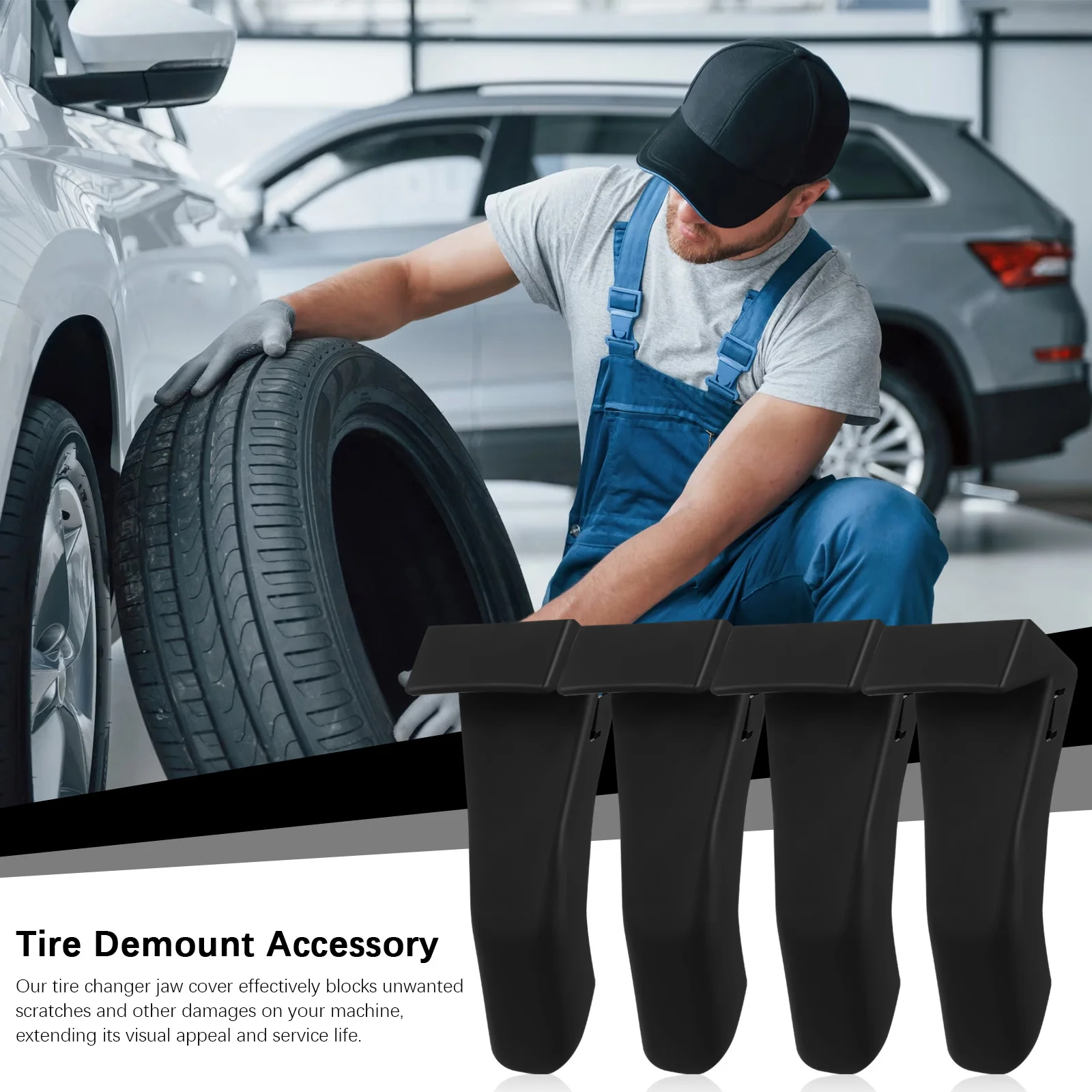 

4pcs Tire Changer Jaw Covers Sturdy Plastic Scratch Resistant Fast Installation Grip Tire Machine Parts Wheel Demount Tool