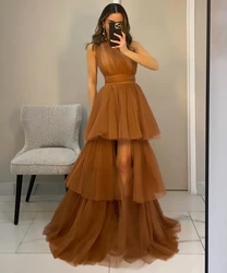 CustomizedFormal Net Pleat A-line One-shoulder Long Dresses Homecoming  Classic Exquisite Modern Style Pastrol Unisex Chinese