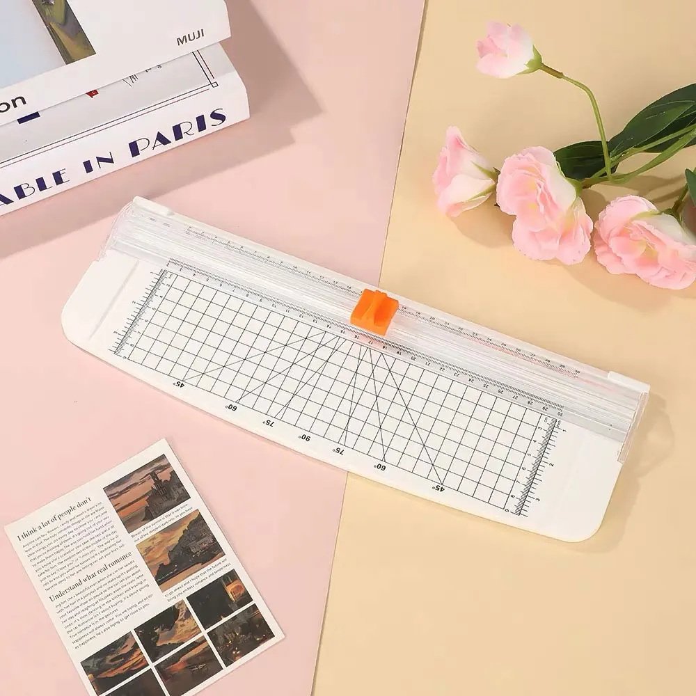 1pc A4 Paper Trimmer, 12-Sheet Sliding Paper Cutter with 30cm Cut Length, Safety Blade and Grid Ruler for Office and DIY Crafts
