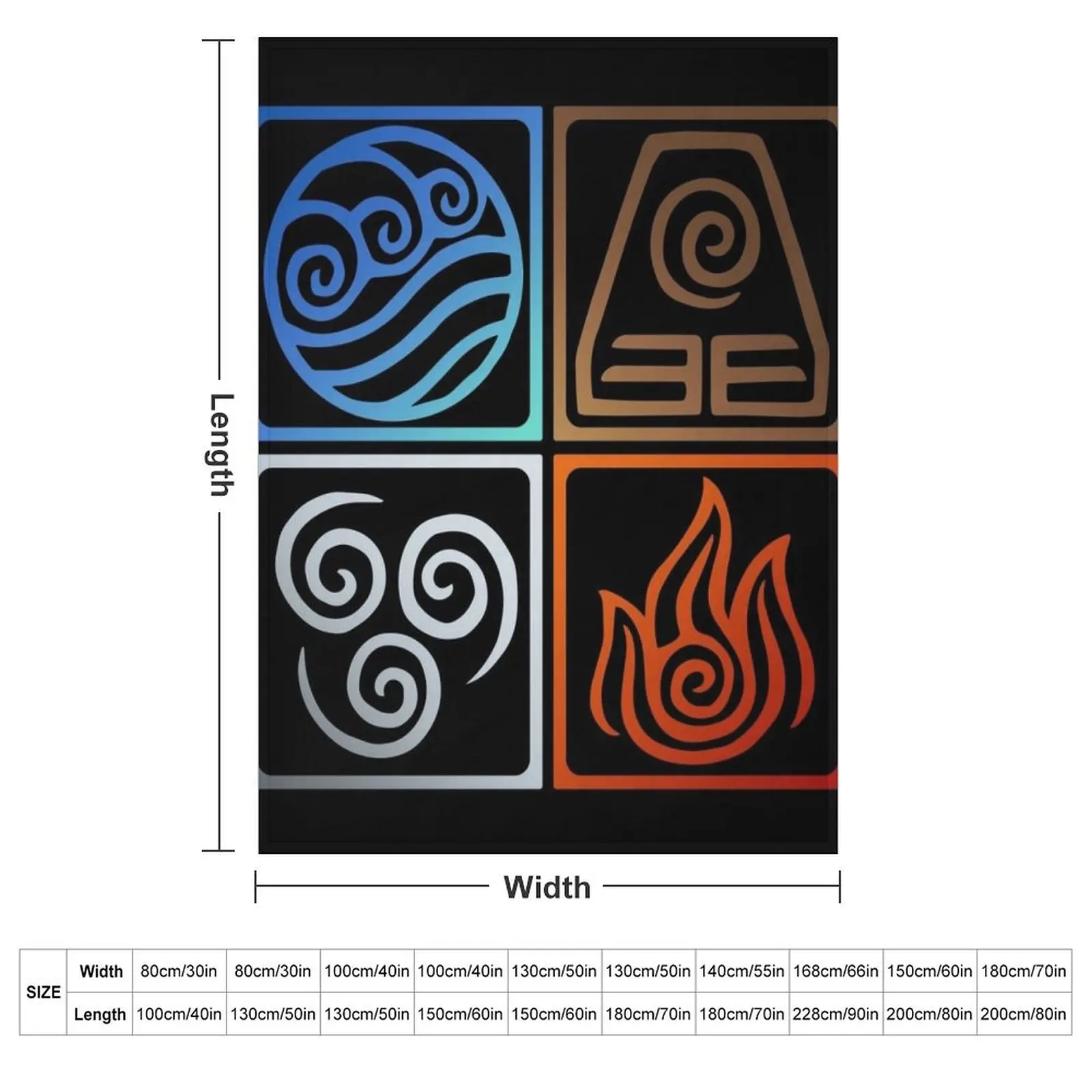 Avatar Four Elements--Gradient Colors Throw Blanket warm winter Warm Blankets For Baby Softest Blankets