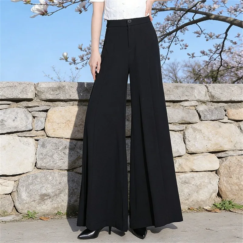 

Women's High Waist Ice Silk Wide Leg Pants Summer Casual Long Trousers Loose Flowy Palazzo Pants