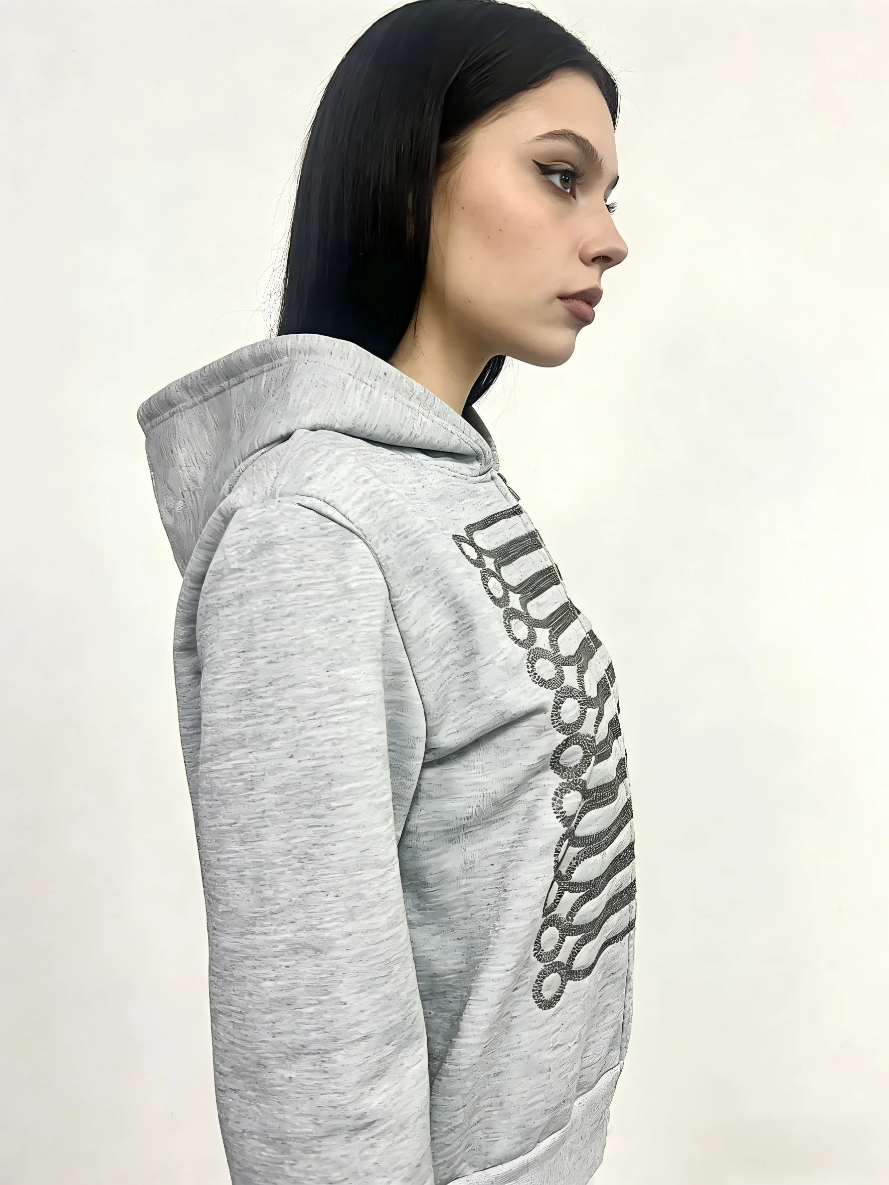 2026 Y2K Gothic Brustkorb-Print Zip-Up Hoodie für Damen – Vintage Dark Academia Ästhetik Slim Fit Cropped Kapuzenpullover