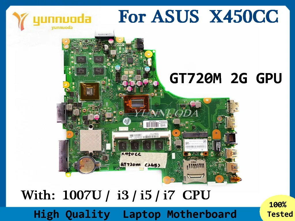 X450CC  For ASUS X450vc x450c x450c x450vp x450vb x450ca Laptop Motherboard  with 1007U i3 i5 i7 CPU GT720M 2G GPU 100% tested