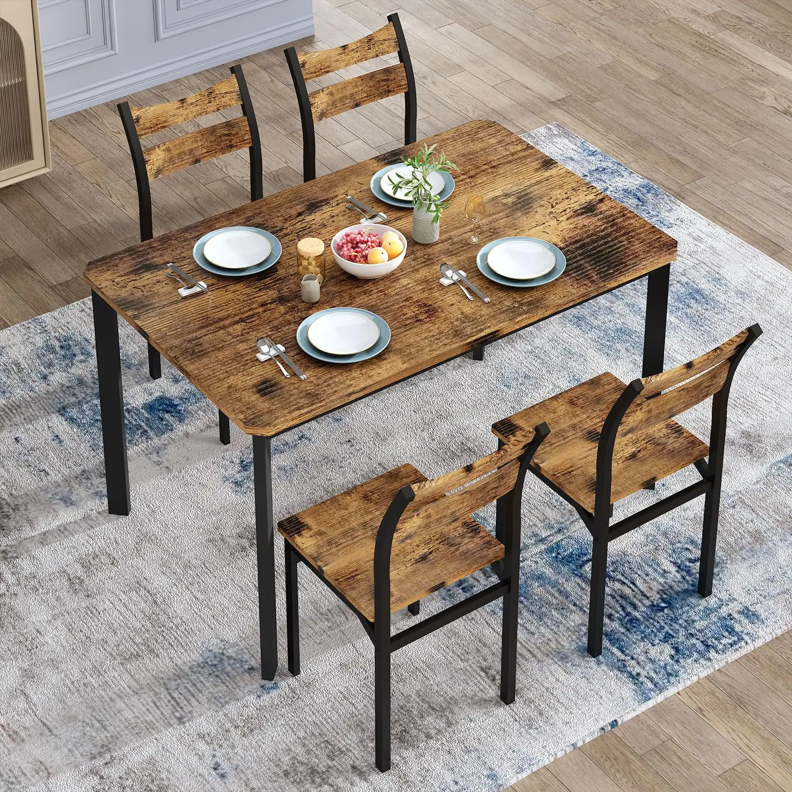 Milk tea shop restaurant coffee shop rectangular backrest wrought iron table and chair set combination