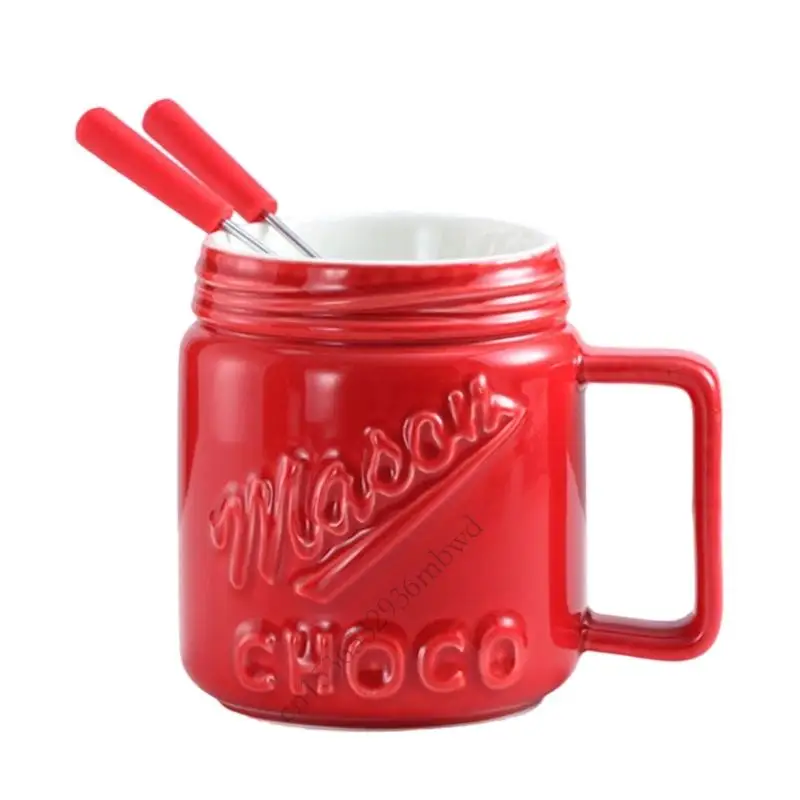 

K43D Керамическая чашка для шоколадного фондю с эргономичной ручкой для плавления сыра и мороженого, многофункциональная кружка