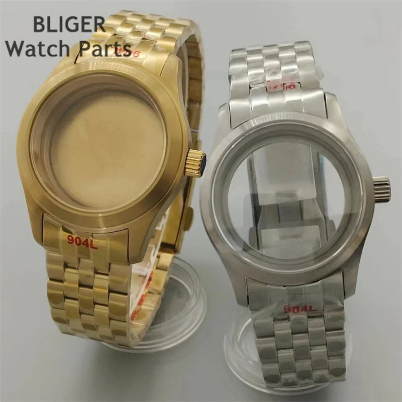 

BLIGER 36mm/39mm silver black gold rose gold sterile watch case sapphire glass fit NH35 NH36 NH34 ETA2824 PT5000 movement