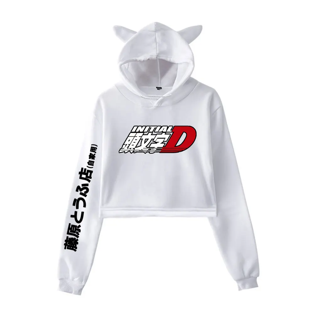 Initial D Fujiwara Tofu Shop Hoodie Vintage 90s Merch Hoodies Sweatshirts for Girls Sports Cat Ear Crop Streetwear Pullover