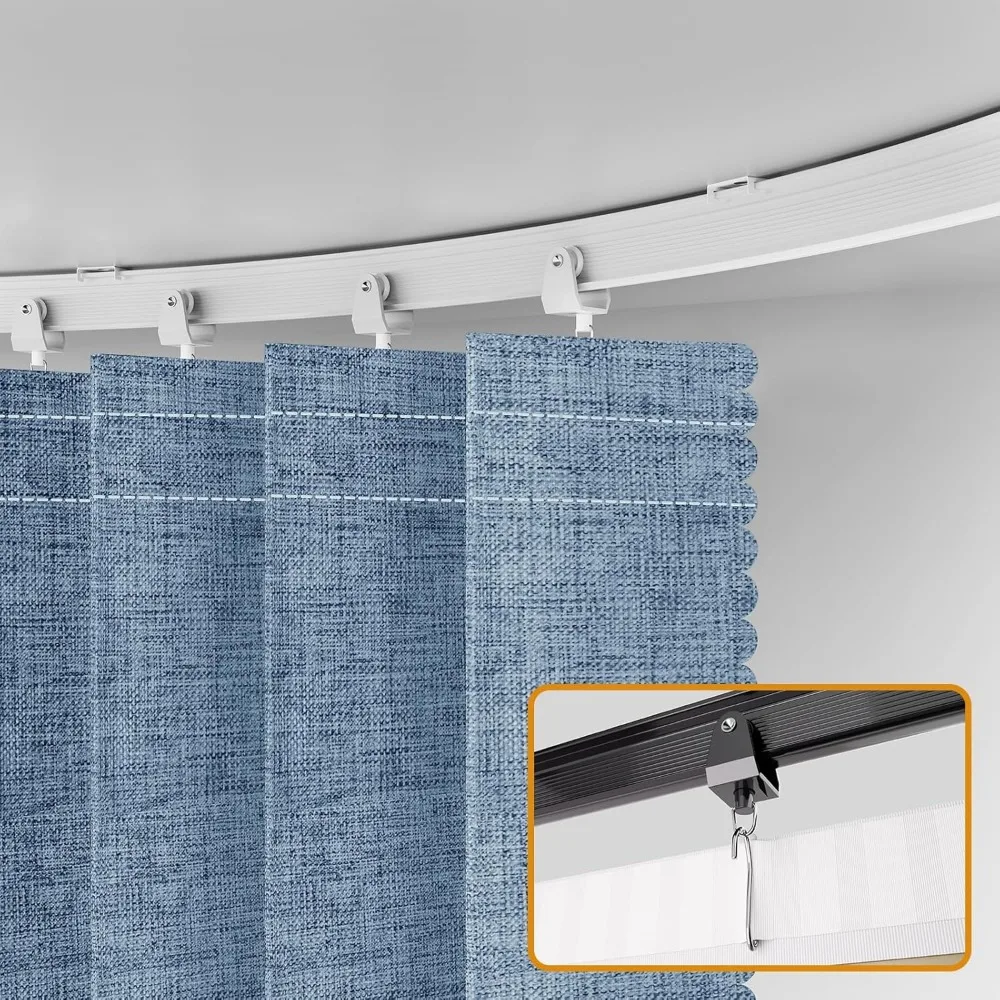 ستارة تقسيم الأكورديون الزرقاء موفرة للمساحة مع مسار سقف لسهولة التركيب - 180 واسعة × 84 طويلة