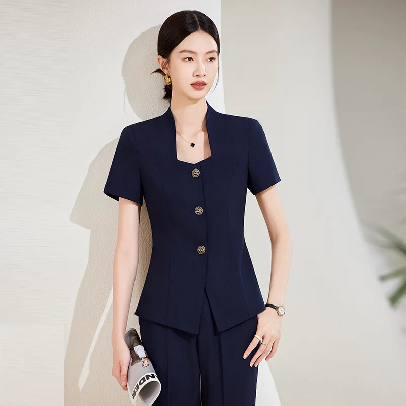 Age-Reducing Business Women's Clothing Skirt Summer President Business Short Sleeve Korean Style Suit Beauty Salon Hotel Jewelry