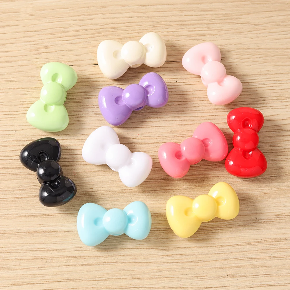 10 Stück 26x15mm bunte Acryl-Schleifen-Perlen, lose Spacer-Charms für Schmuckherstellung, DIY-Armbänder, Halsketten, Bastelbedarf – Detail 4