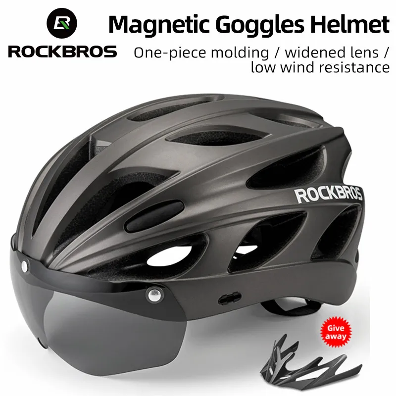 

ROCKBROS Bike Helmet Men EPS Integrally-molded Breathable Cycling Helmet Men Women Goggles Lens Aero MTB Road Bicycle Helmet