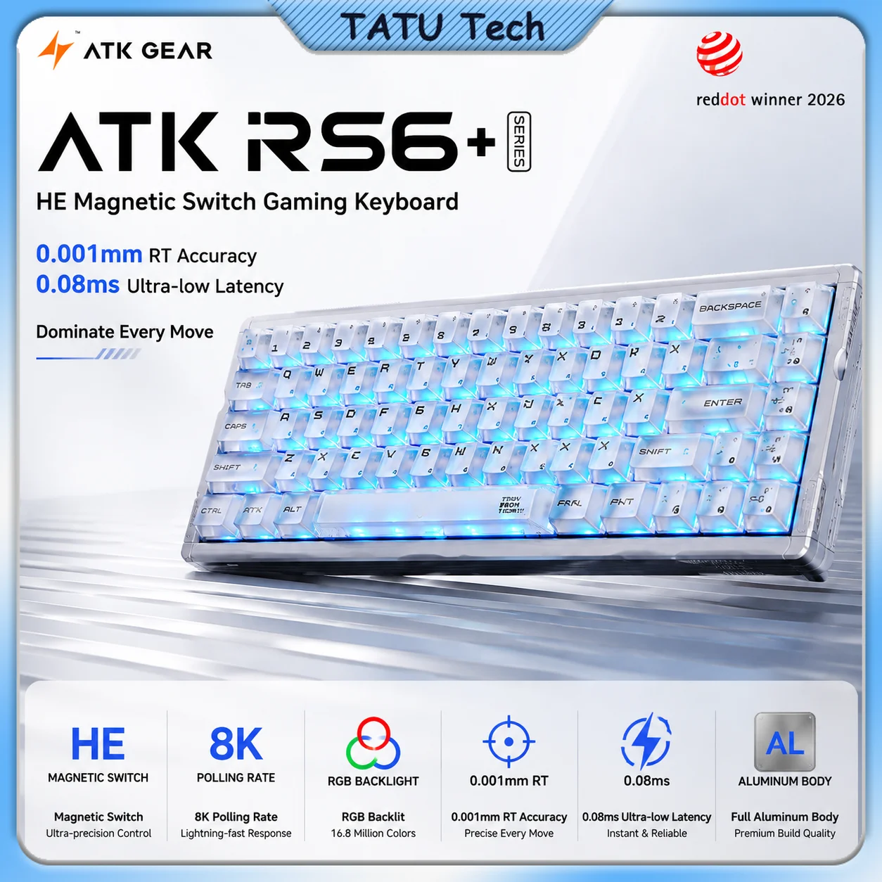 Gaming Keyboard Hall Effect Switches - ATK RS6+ Keyboard Mekanis Esports Berbahan