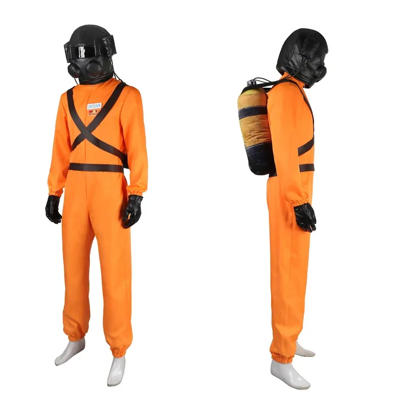 

High Quality Game Lethal Company Cosplay Costume Red Jumpsuits Mask Clothing Jumpsuit Men Halloween Role Play Party ob;8