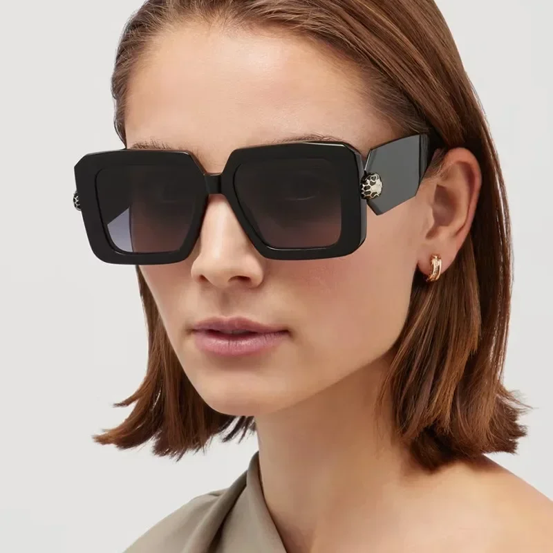 2025 موضة المتضخم مربع النظارات الشمسية النساء إطار كبير الأفعى الديكور نظارات شمسية العلامة التجارية ظلال النظارات #4