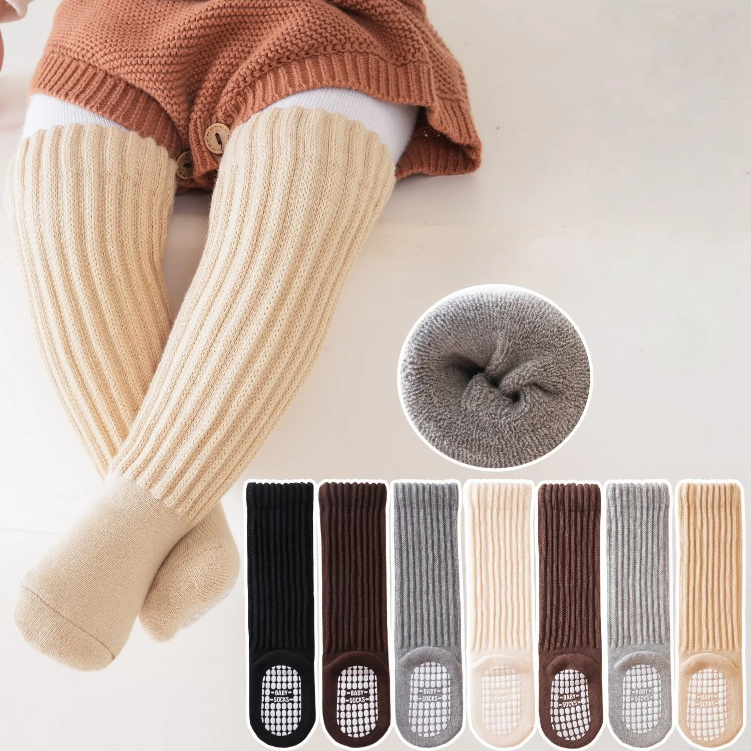 Children's Socks For Boys Girls Winter Thick Warm Newborn Baby Knee High Long Fashion Kids Toddler Sock Anti slip 0-4Years