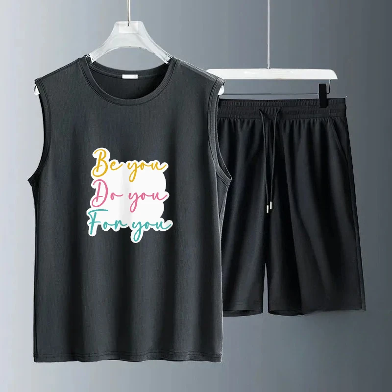 

Men's Summer Sleeveless Casual Suit Fashion Loose Vest Including Soft Comfortable Outdoor Sports T-shirt Shorts Two-piece Set