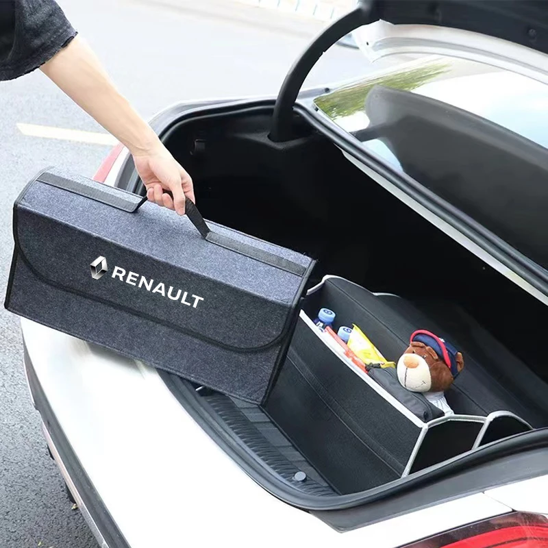 Car Trunk Storage Bag Organizer Sundries Stowing Tidying Box For Renault ZOE QM6 Austral Kardian Rafale Kangoo Arkana Clio Koleo