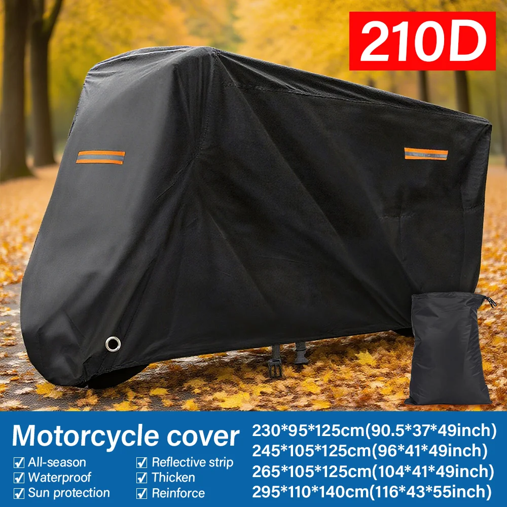 Motorcycle Cover 210D Thickened Oxford Cloth Rain Protection and Sun Protection Built-in Anti-theft Car Cover Buckle Dust Jacket