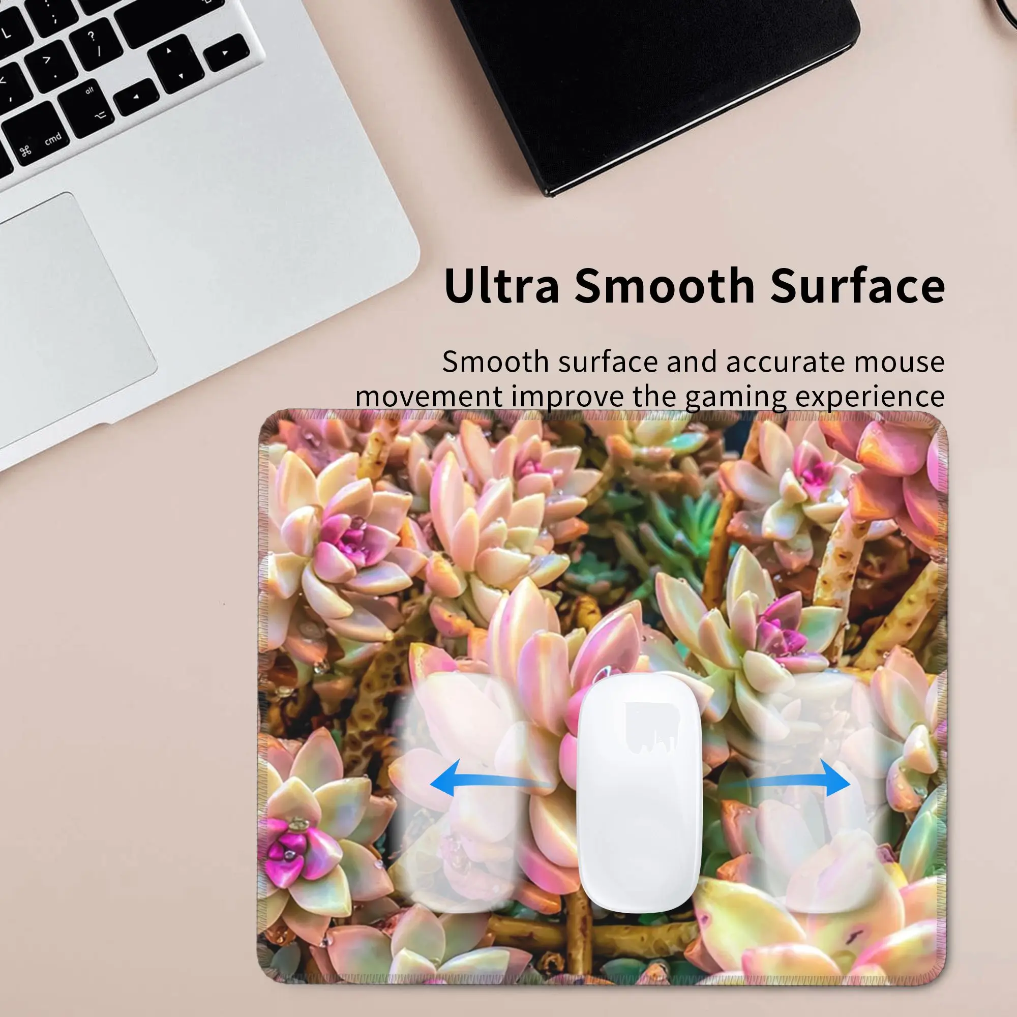 Blooming Succulent Plant Garden Mouse Pad Computer Keyboard Mouse Mat Gaming PC Laptop Desk Mat Office Accessories Table Mats