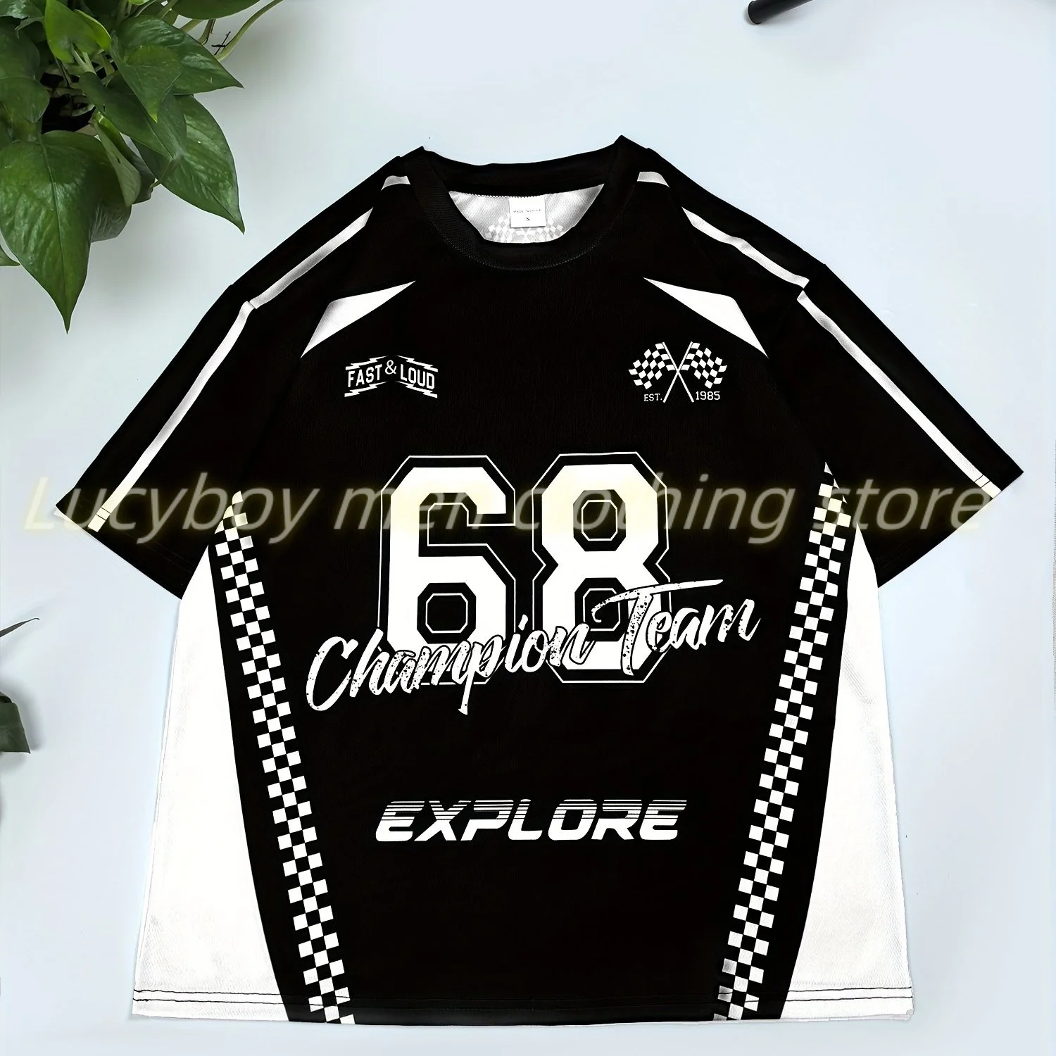 

Number 68 champion Print Mens T-Shirt Man Short Sleeves Sportwear Football T-Shirt Vintage Oversize 5 colors Tees Men Clothes