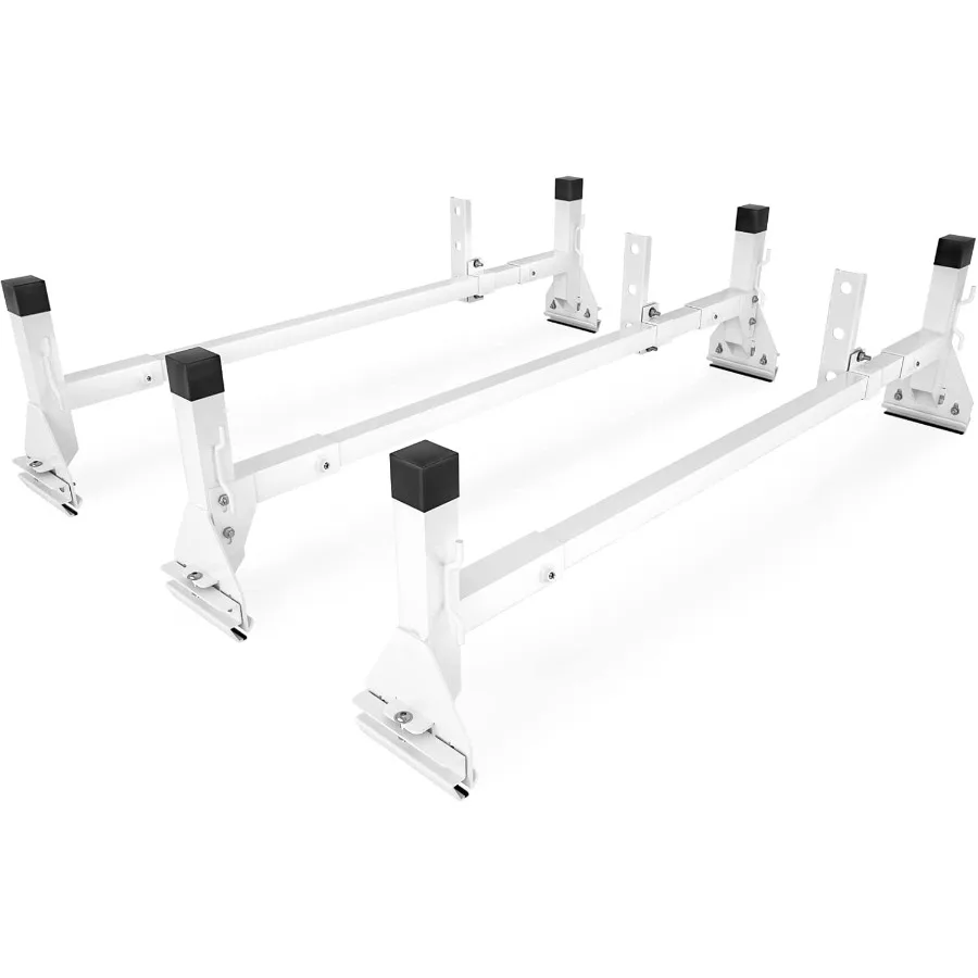 

Model AX27 Aluminum Square Van Ladder Roof Racks with Adjustable Middle Bar RainGutter Mount Racks 3 Bar