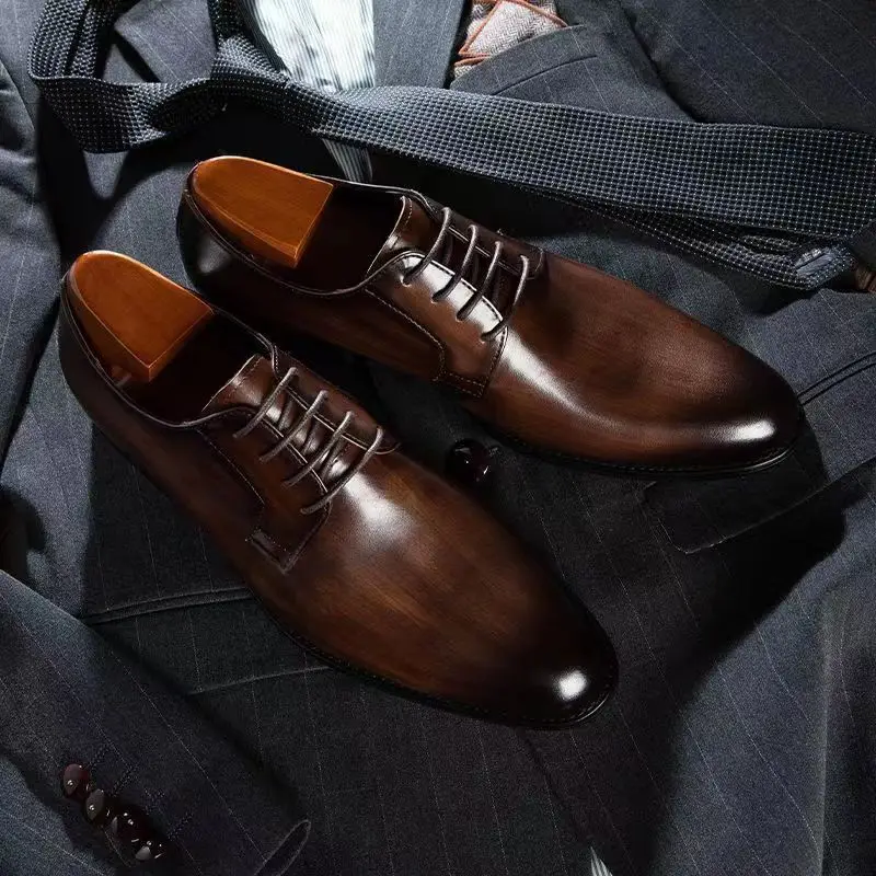 Men Classic Patent Leather Shoes Casual Business Shoes Lace Up Formal Office Work Shoes Men Party Wedding Oxford Shoes