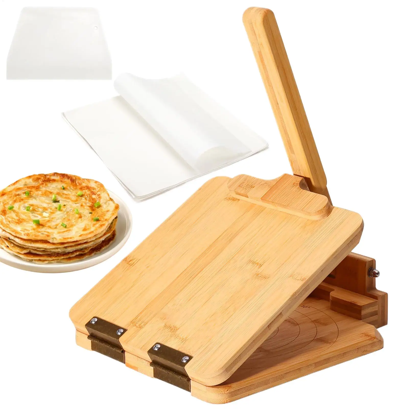 

Flour Tortilla Press Heavy Duty Empanada Maker Press Non-Slip Nonstick Kitchen Gadgets Cooker With 60 Pieces Parchment Paper For