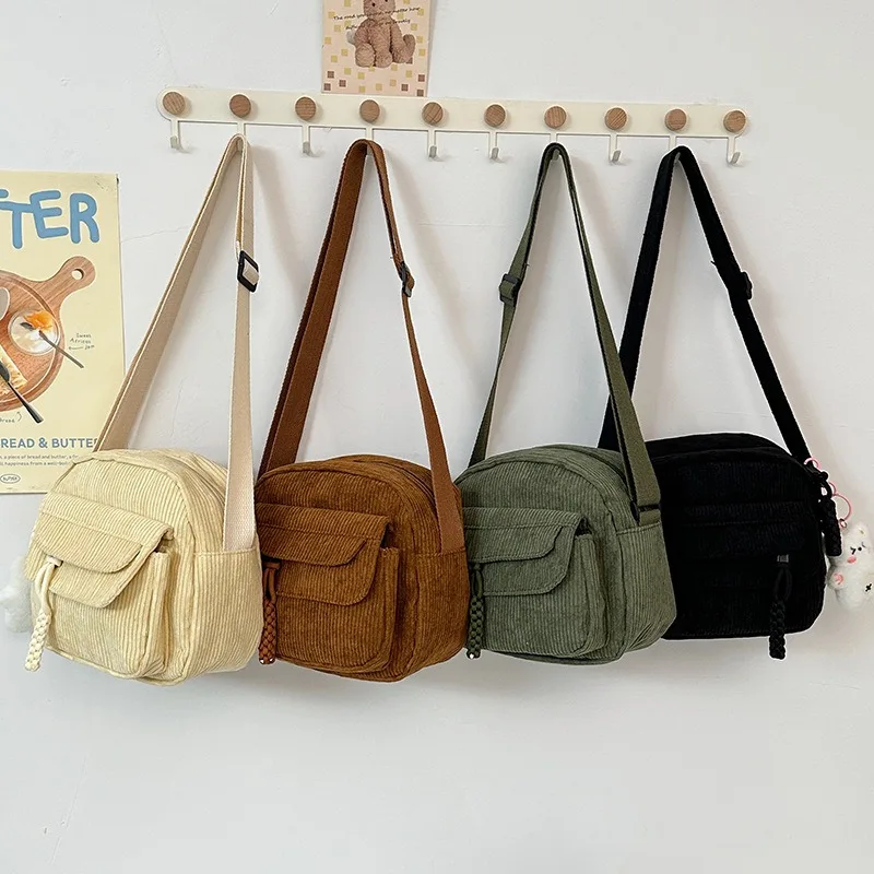

version of women's bag trendy cross-border corduroy bag versatile crossbody bag women's shoulder bag student shoulder bag