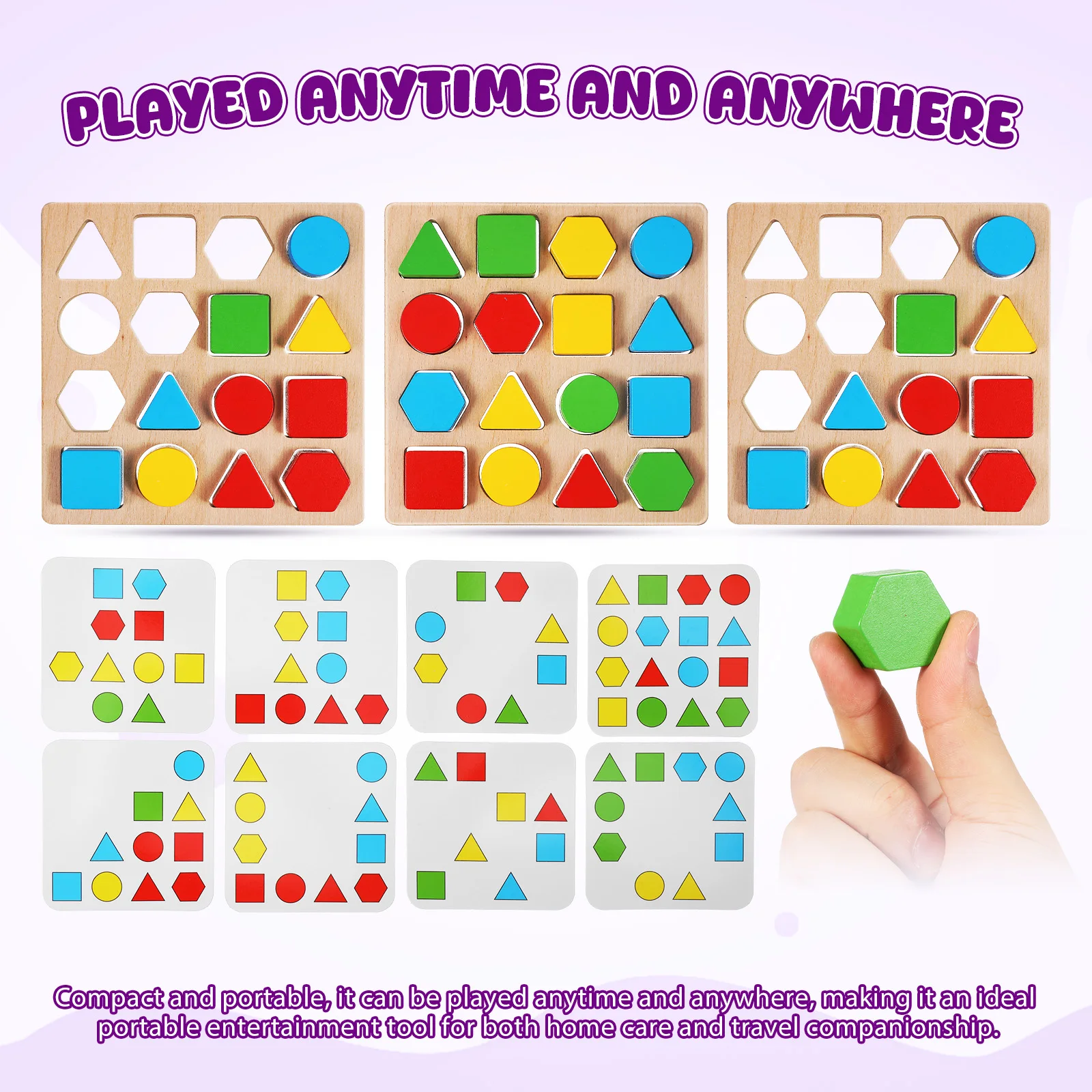 1 Zestaw Drewnianych Labiryntów dla Seniorów, Puzzle z Geometrycznymi Kształtami, Gra Logiczna, Układanka na Rozwijanie Pamięci, Tablica Aktywności