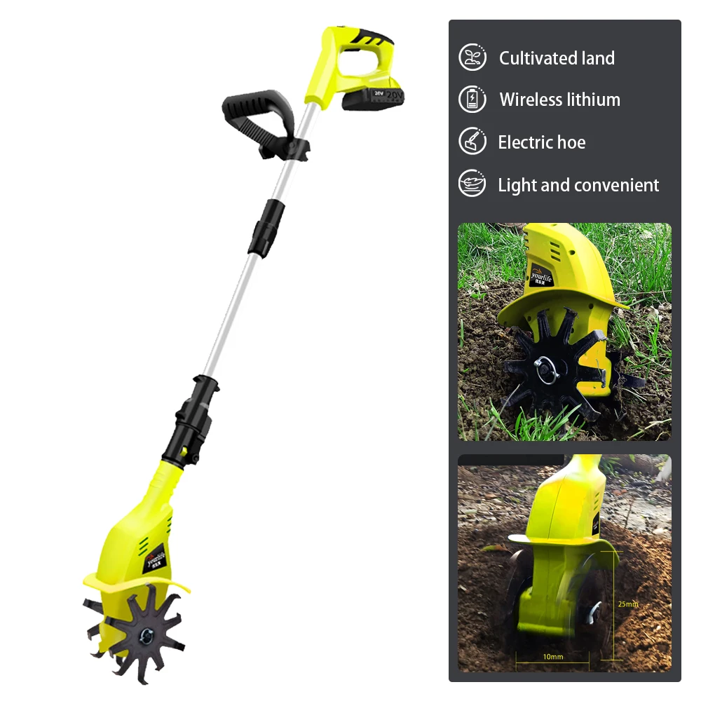 

Электрический культиватор, роторная фреза, 20 В, литиевая батарея, ручной микрошютлер, моторизованный опухляющий токарный плуг, машина для сада