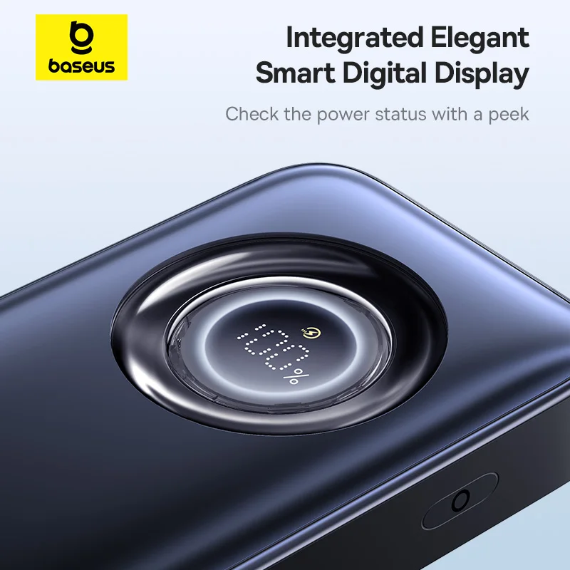 베이스어스 100W 20000mAh 파워뱅크 내장형 리트랙터블 USB-C 케이블 PD 외장 배터리 파워뱅크 맥북 프로 아이폰 17 삼성용