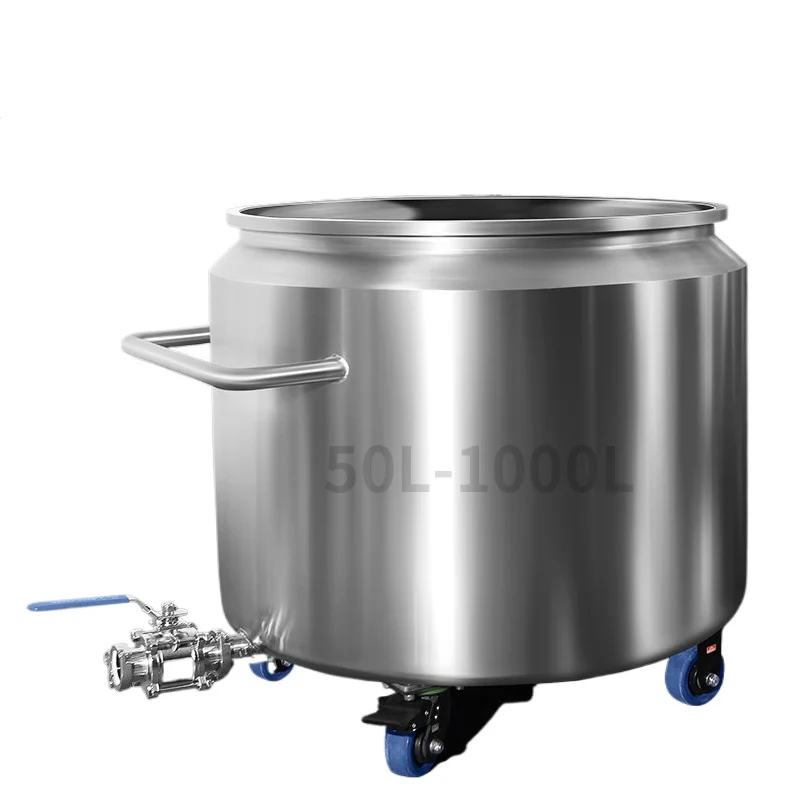 LMM Double Layer Thickened High Quality Mobile Storage Tank Stainless Steel Barrel Pull Cylinder Storage Belt Discharge Valve