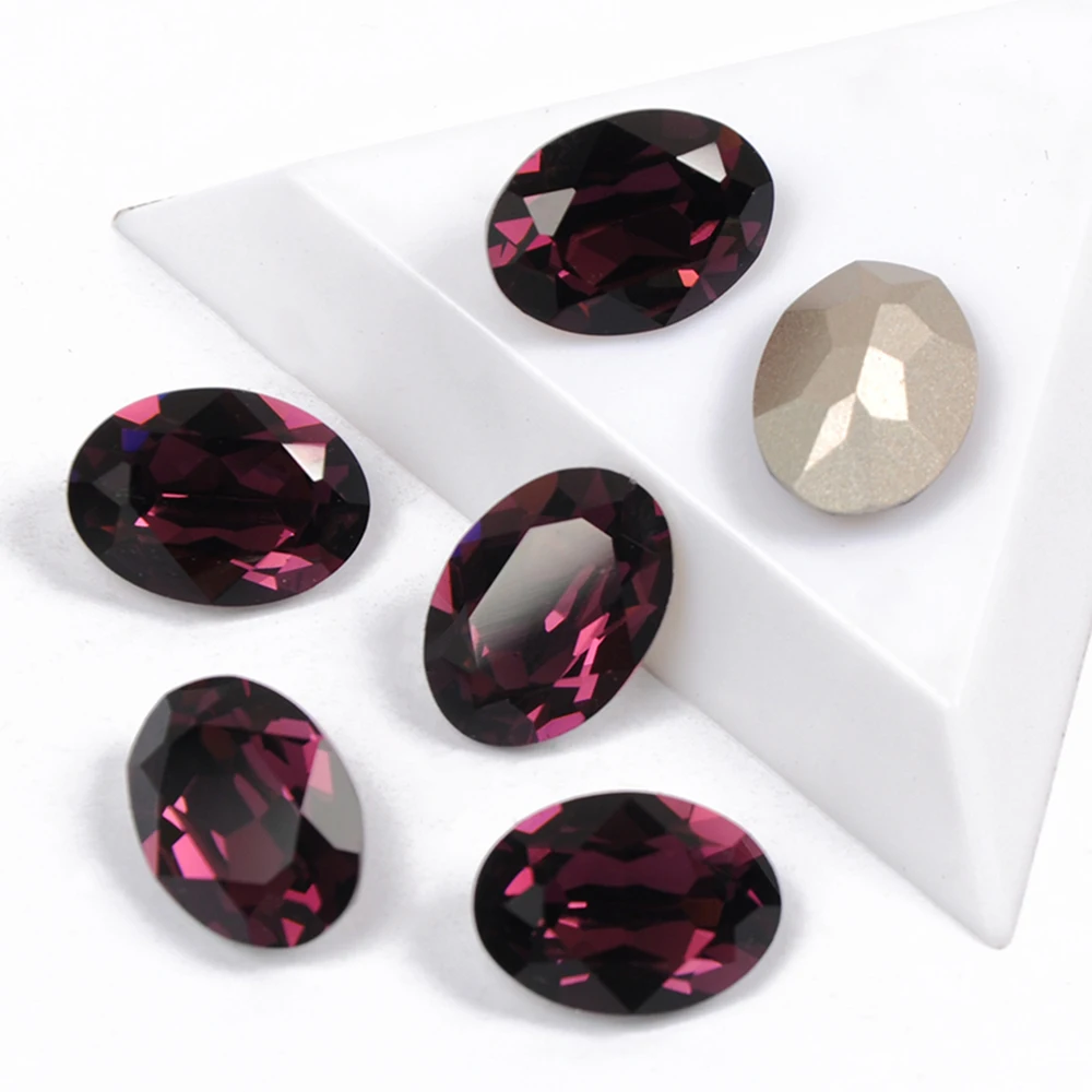 YANRUO 4120 Oval Pointback K9 High Quality Customize Crystal Rhinestones No Claw Setiing Sewing Gems Stones For Dress
