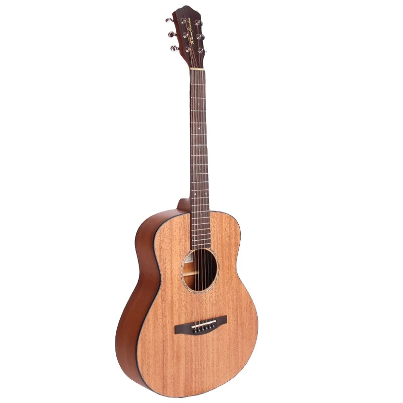 36 Inch All Solid Mahogany Baby Acoustic Guitar Compact Travel Size Wooden Musical Instrument For Practice And Performance