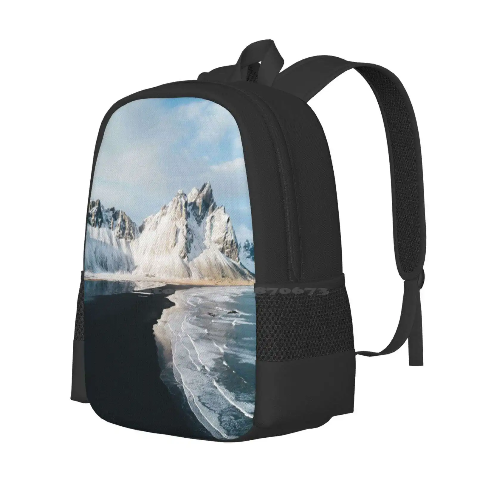 Iceland Beach At Sunset - Landscape Photography Hot Sale Schoolbag Backpack Fashion Bags Iceland Landscape Nature Outdoors