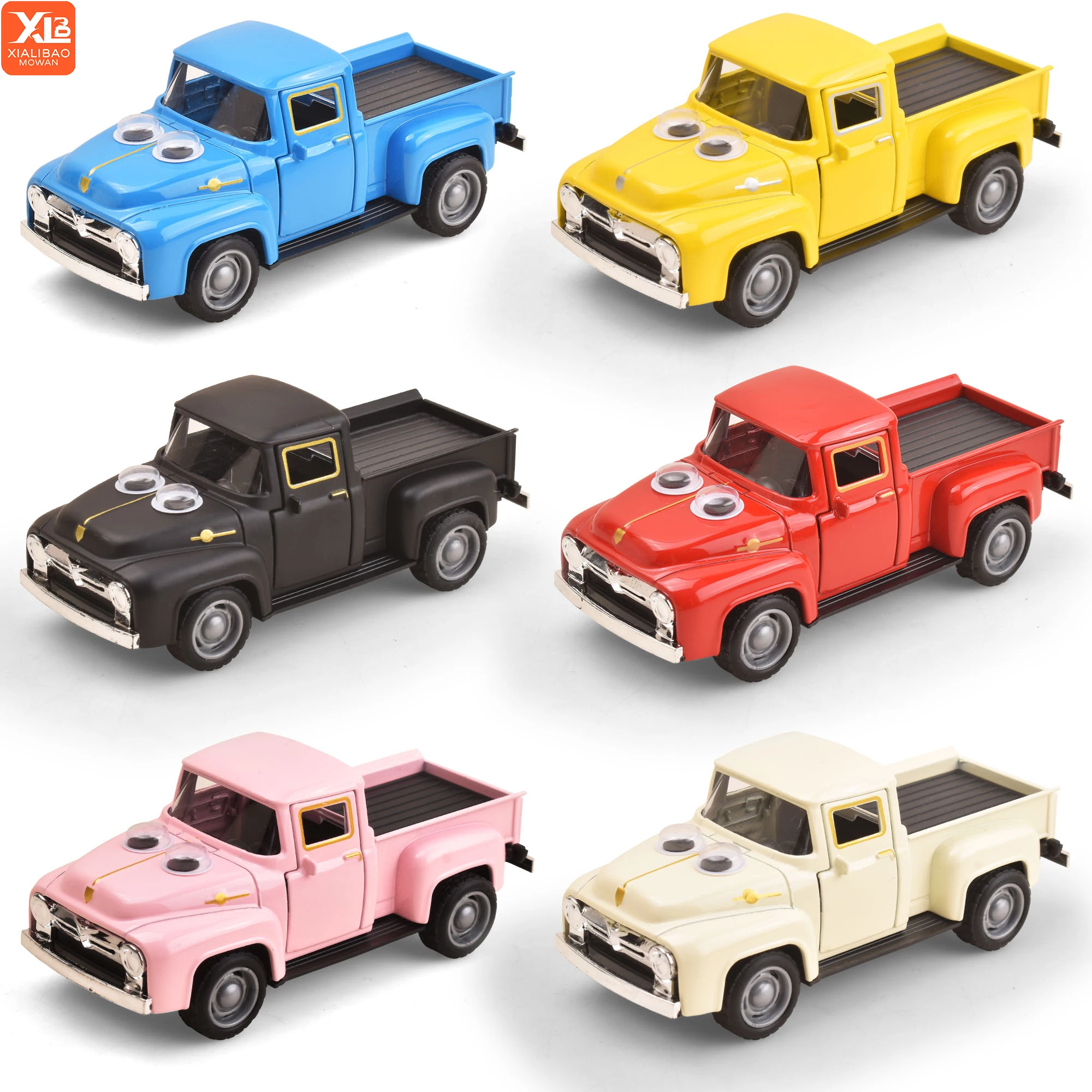 1:32 clássico captadores caminhão grande olho liga diecast modelo de carro puxar para trás recurso veículo de brinquedo para crianças coleção de natal