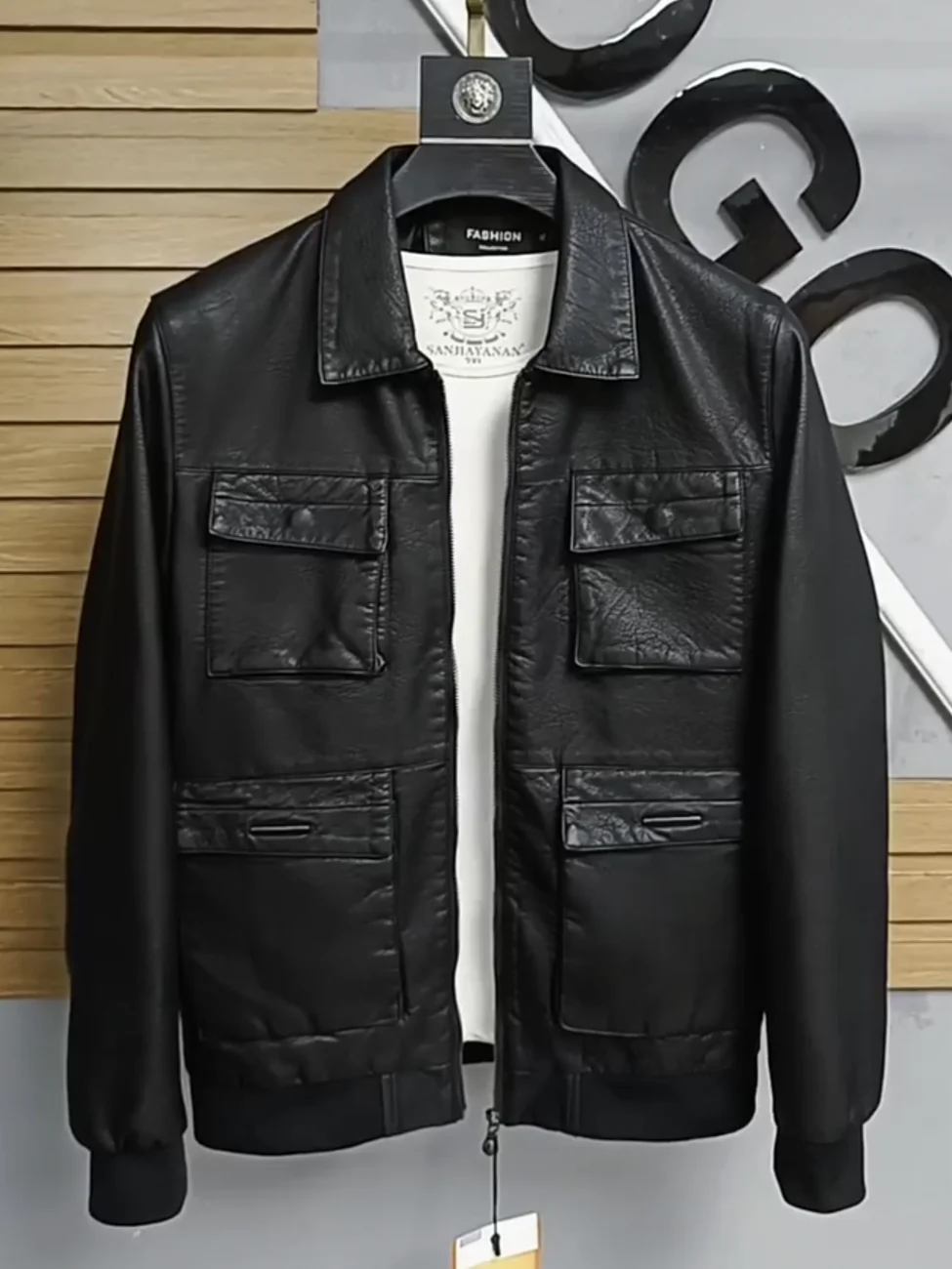 

Faionable Urban PU Leather Jaet Men's Versatile Busin Casual Comfortable Autumn New Arrival Korean Sle All-Match Coat