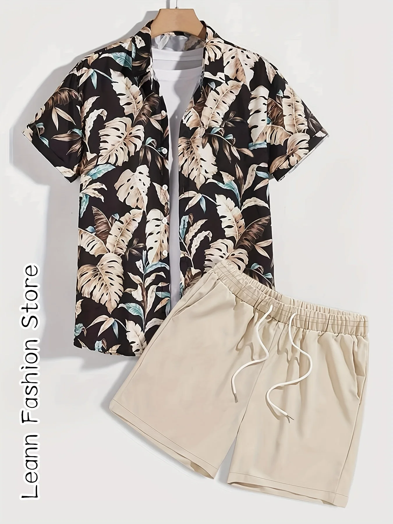 Summer Men Fashion Hawaiian Vacation Shirt Set Male Casual Stylish Beach Shirt Shorts Set 2 Pieces Vintage Tracksuit Streetwear