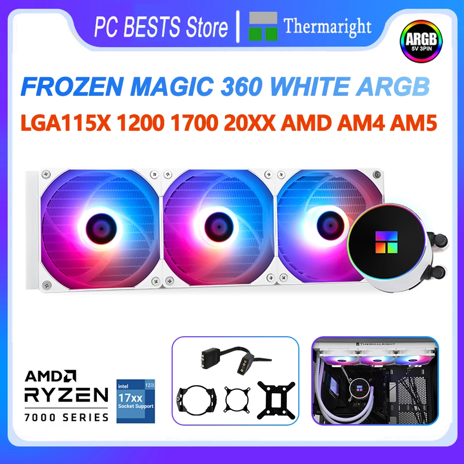 

Thermalright Frozen Magic 360 Белый Встроенный Водяной радиатор для охлаждения LGA115X 1200 1700 20XX AMD AM4 AM5