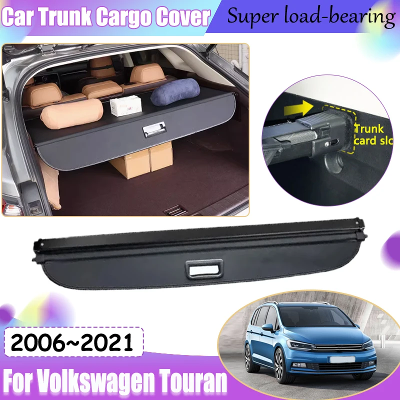 Car Trunk Curtain For Volkswagen VW Touran 5T 1T 2006~2021 2019 2018 2017 2016 2008 2007 MK2 Auto Mesh Luggages Car Accessories