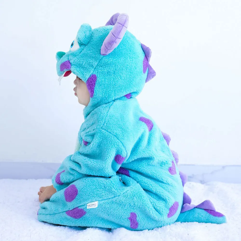 Sully monstro traje para meninos e meninas, Onesie, Anime Cosplay macacão, adorável terno de Halloween, roupa de Natal, traje macio e quente