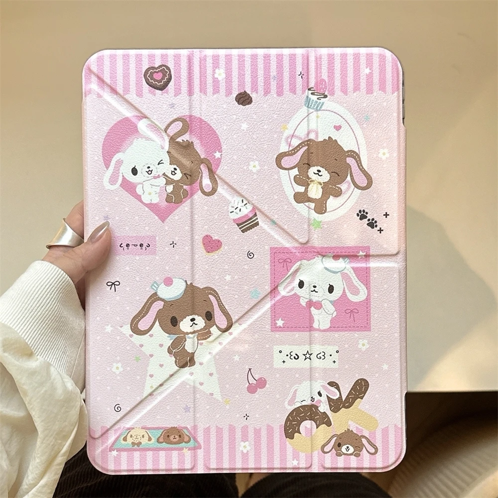 

Cartoon Rabbit Tablet Case for iPad Air 11 Stand Cover M3 M2 Air 5 4 A16 fold Magnetic Cover for iPad Pro11 2024 M4 9.7 Mini6 7