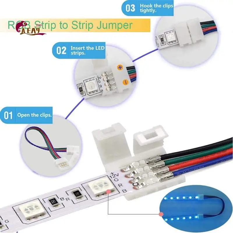 

AEA9-LED Strip Connector Kit For 5050 10Mm 4Pin RGB LED Strip,2 Way Splitter,DIY Accessories For RGB LED Strip Connection